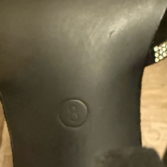 Lulus Luciee Black Satin Rhinestone Ankle Strap Heels Size 8 - Picture 7 of 8